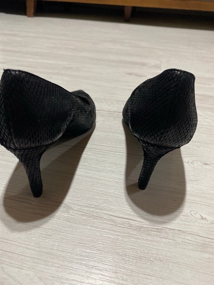 DERIMOD Siyah Süet Yılan Desenli Stiletto - Görsel 5