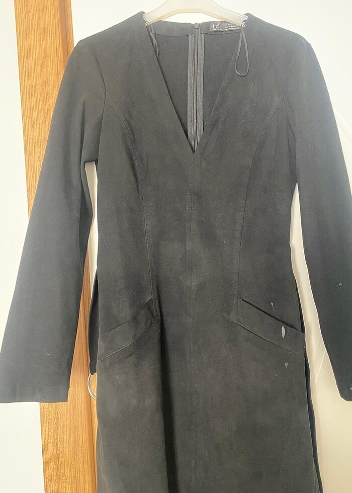 Süet siyah elbise - Görsel 2