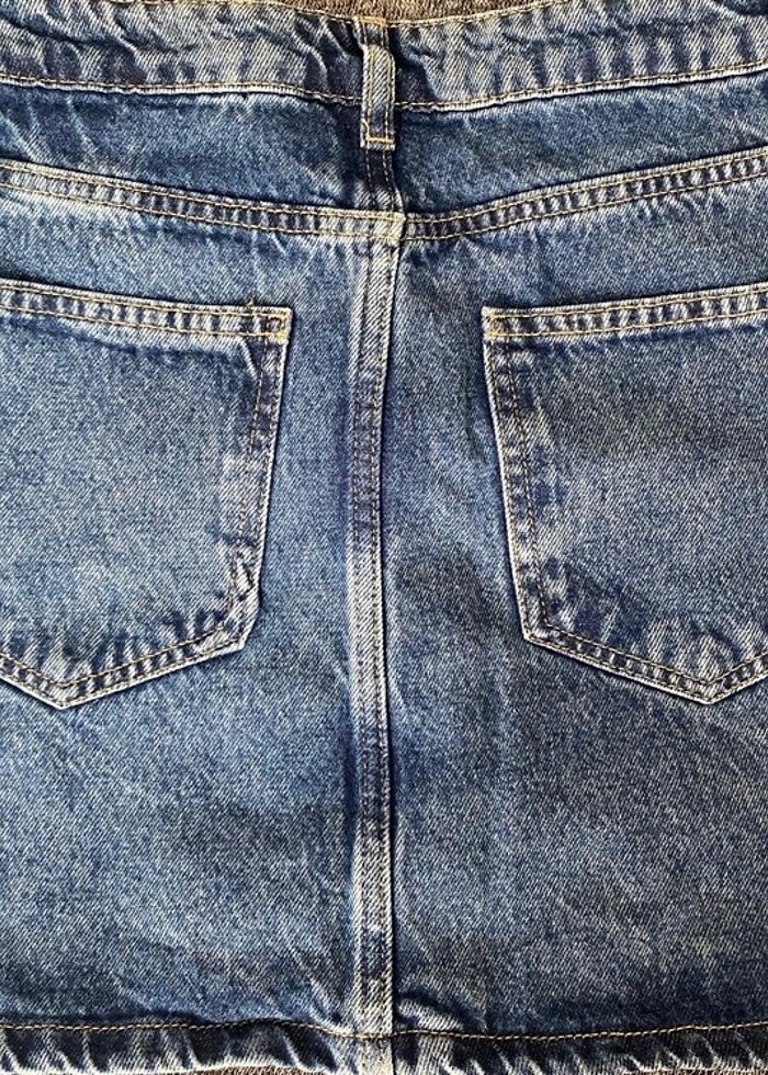 Jean yırtmaç detaylı kot etek - Görsel 2