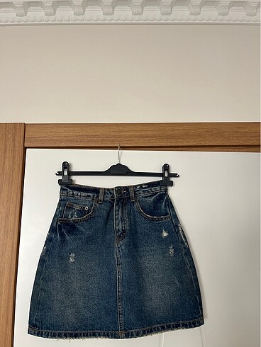 34 beden Denim mini etek