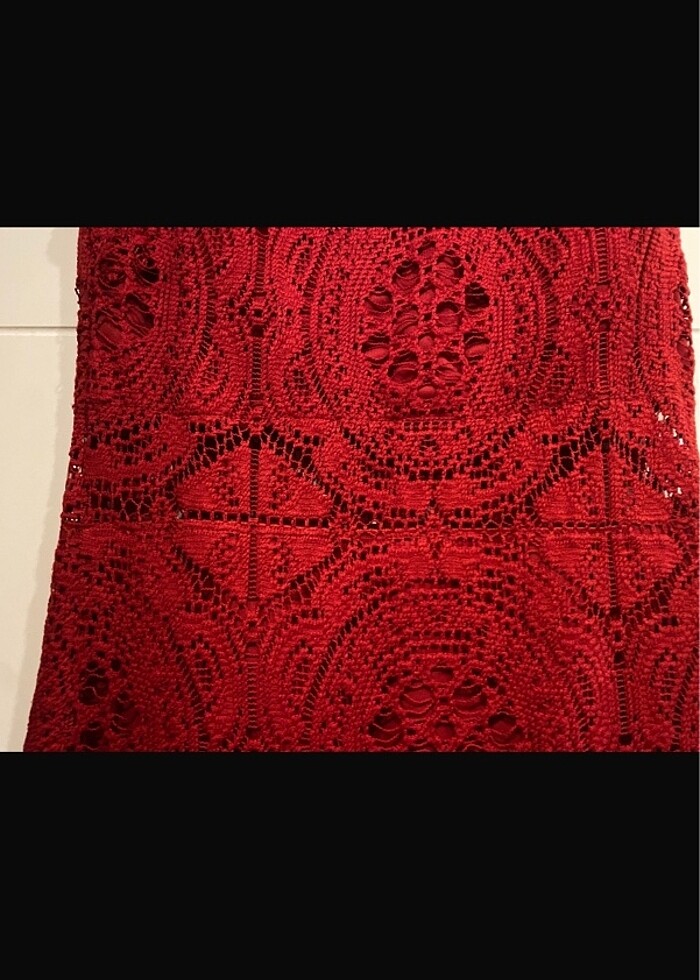 Kırmızı Dantel Elbise - Görsel 2
