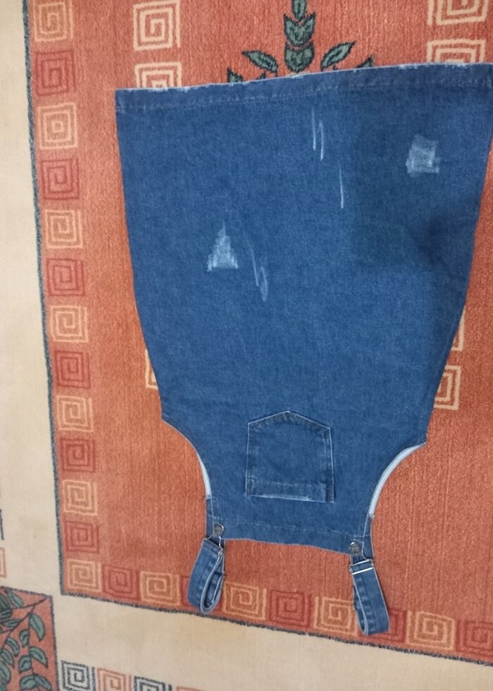 Kısa kot salopet - Görsel 3