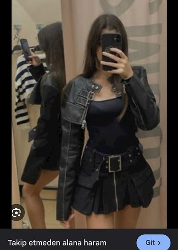 Bershka ARIYORUM Siyah Crop Deri Ceket ultra crop (ARIYORUM)