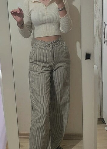 xs Beden pullandbear çizgili pantolon