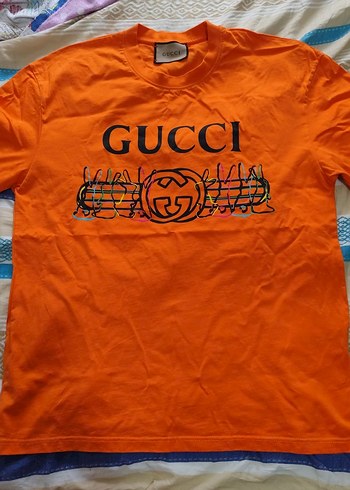 Turuncu Baskılı Gucci Erkek Tişört