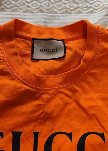 Gucci Turuncu Baskılı Gucci Erkek Tişört