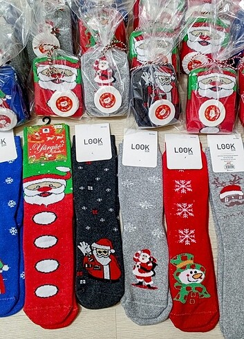 Yilbasi kadın,erkek,çocuk çorap+sabun setl hediye paketli