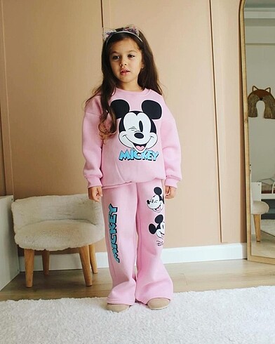 3 iplik şardonlu mini mouse desenli takım