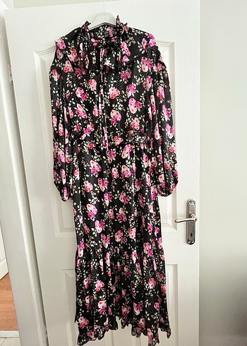 Pembe siyah cicekli elbise shein - Görsel 2