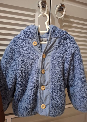 Düğmeli Erkek Çocuk Mavi Kaban - Görsel 3