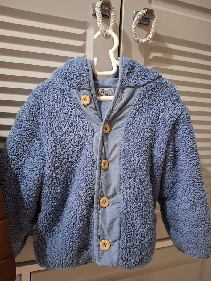 Düğmeli Erkek Çocuk Mavi Kaban - Görsel 3