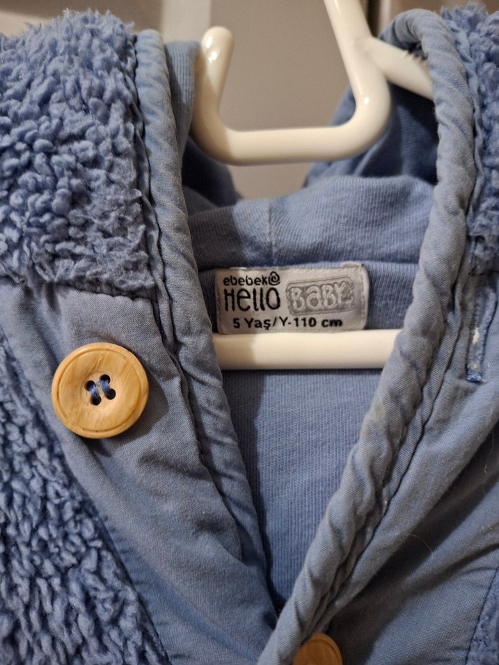 Düğmeli Erkek Çocuk Mavi Kaban - Görsel 2