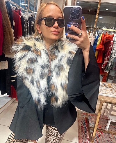 Zara mango hm model peluş kürk blazer