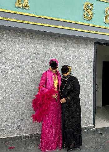 Pembe Uzun Kollu Desenli Drapeli Kadın Bindallı - Görsel 2