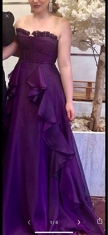 Alfabeta Alfabeta mor straplez elbise & pembe taslı stiletto