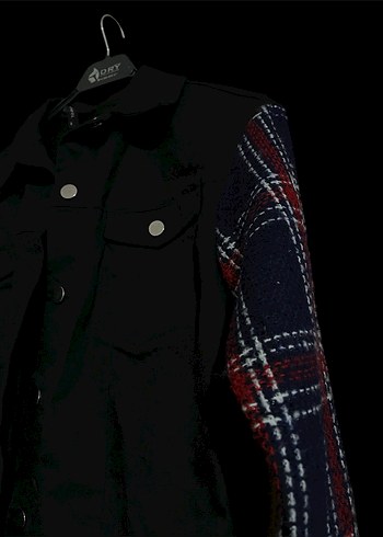 Düğmeli Siyah Denim Kadın Ceket - Görsel 2