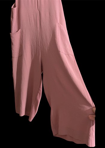 Pembe Uzun V Yaka Kadın Tulum - Görsel 3