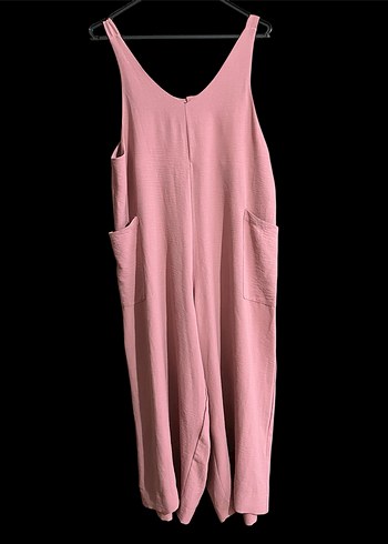 Pembe Uzun V Yaka Kadın Tulum - Görsel 2