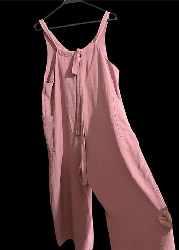 Pembe Uzun V Yaka Kadın Tulum - Görsel 4