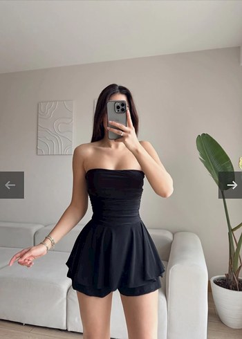 Siyah Straplez Mini Elbise