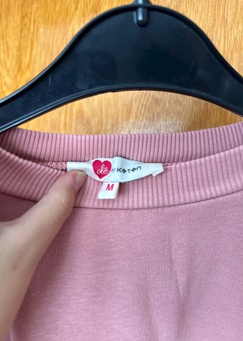 m Beden KOTON Pembe Kadın Bisiklet Yaka Sweatshirt
