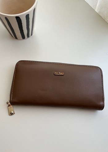 CLLBAG Kahverengi Deri Fermuarlı Kadın Cüzdanı