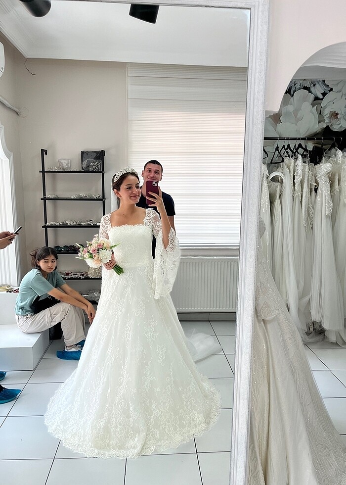 Dantel vintage gelinlik - Görsel 2