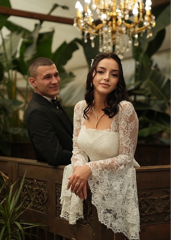 Dantel vintage gelinlik - Görsel 5