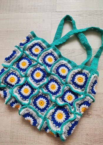 Renkli Örgü Bohem Kadın Çanta - Görsel 2