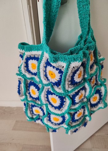 Renkli Örgü Bohem Kadın Çanta - Görsel 3