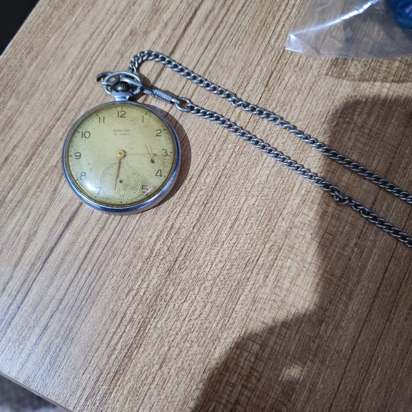 Bej Vintage Erkek Cep Saati Zincirli - Görsel 2