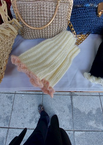 Bohem Beyaz Örgü Parmaksız Eldiven  siparis alinir - Görsel 4