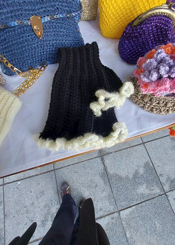 Bohem Beyaz Örgü Parmaksız Eldiven  siparis alinir - Görsel 3