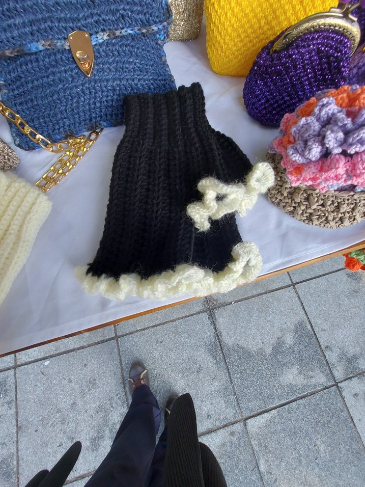 Bohem Beyaz Örgü Parmaksız Eldiven  siparis alinir - Görsel 3