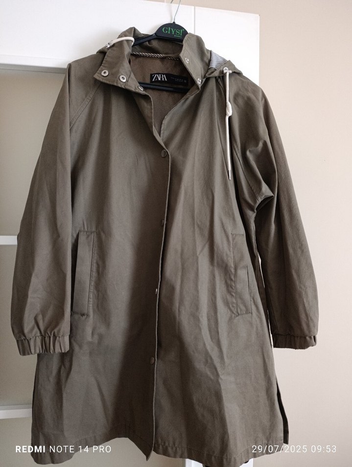 Düğmeli yeşil Midi Kadın Trençkot - Görsel 2