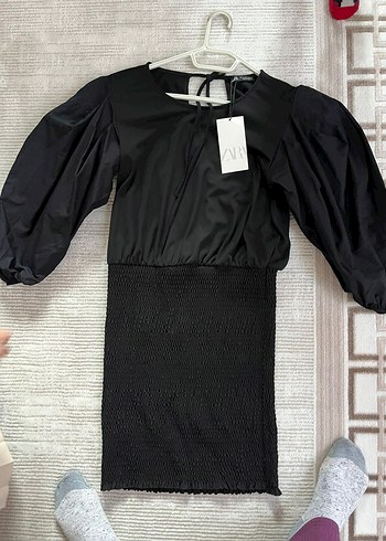 Siyah Pilili Mini Elbise - Görsel 3