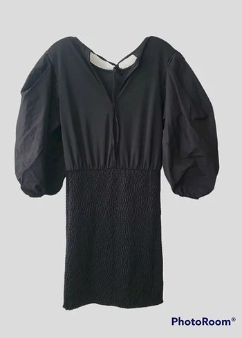 Siyah Pilili Mini Elbise - Görsel 2