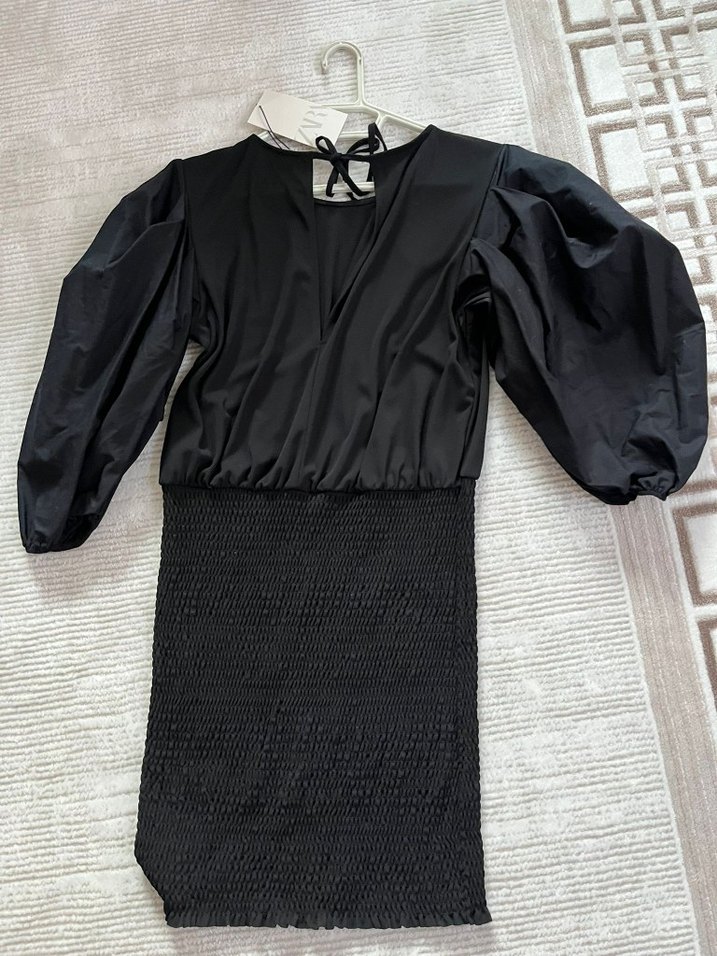 Siyah Pilili Mini Elbise - Görsel 4