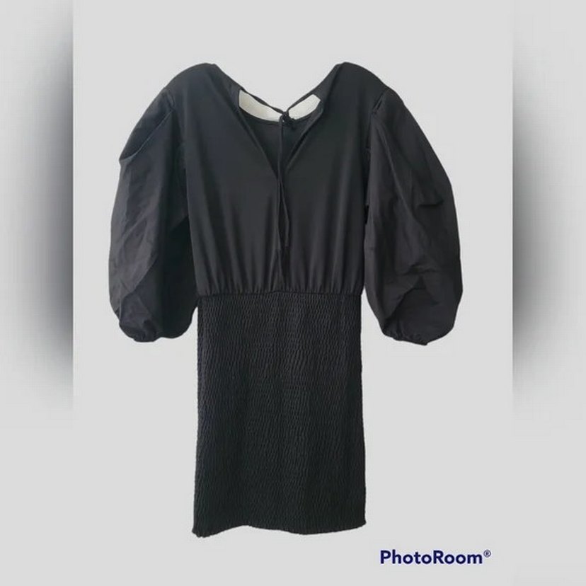 Siyah Pilili Mini Elbise - Görsel 2