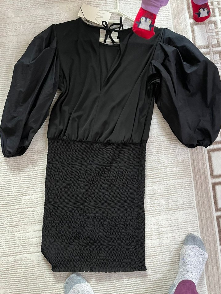 Siyah Pilili Mini Elbise - Görsel 5