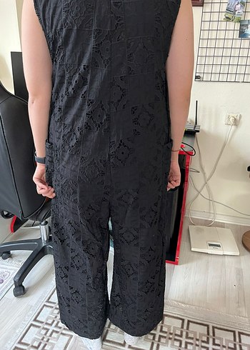 Siyah Dantel Detaylı Midi Tulum - Görsel 3