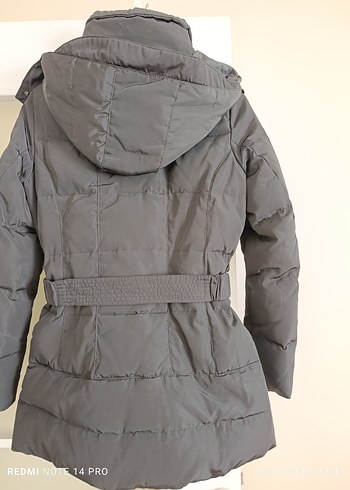 Kemerli Siyah Midi Kadın Kışlık Mont - Görsel 6