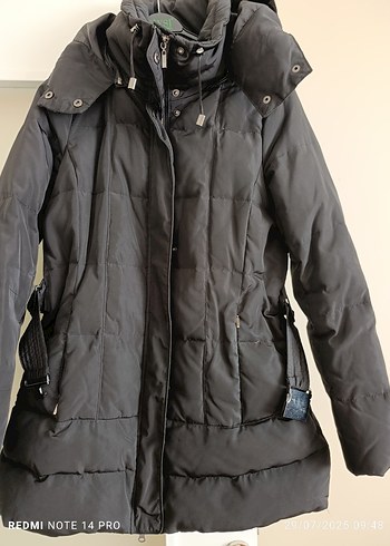 Kemerli Siyah Midi Kadın Kışlık Mont - Görsel 2