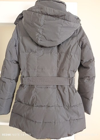 Kemerli Siyah Midi Kadın Kışlık Mont - Görsel 7