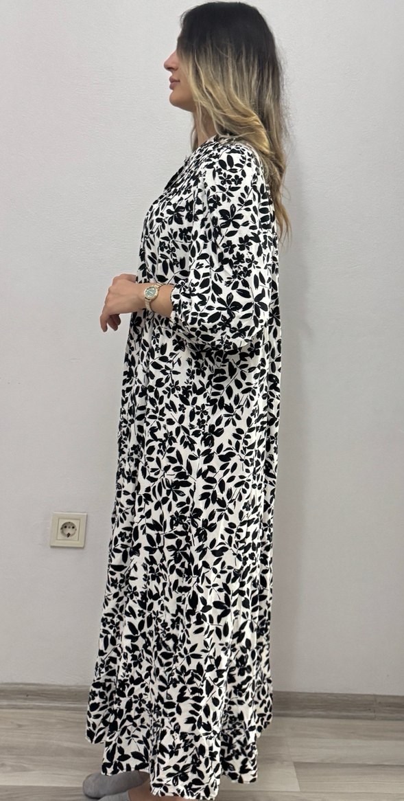 Çiçek Desenli Beyaz Mini Elbise - Görsel 3