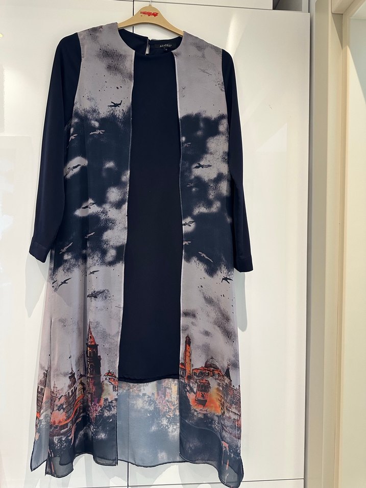 ALVİNA Siyah Gri Uzun Kollu tunik - Görsel 2