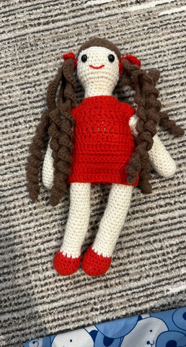 Kahverengi Saçlı Renkli Örgü Bebek - Görsel 2