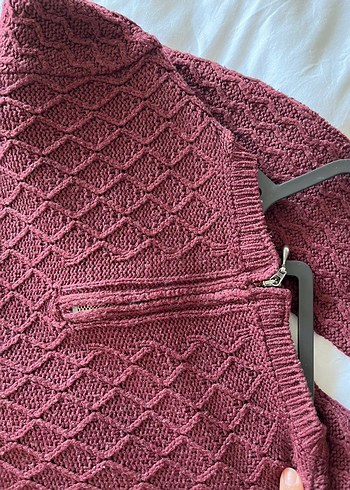 Bordo Örgü Kadın tesettür kazak - Görsel 4