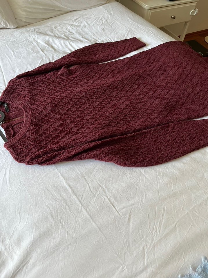 Bordo Örgü Kadın tesettür kazak - Görsel 2