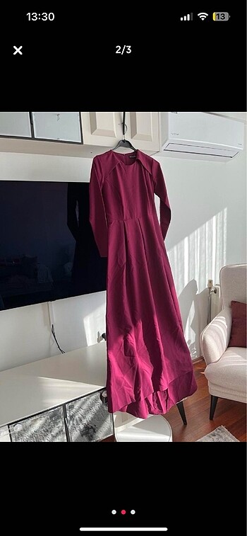 Mürdüm tesettür elbise - Görsel 3